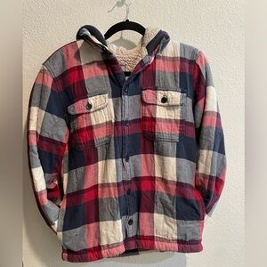Hollister XS Fleece-lined Hooded Flannel Jacket